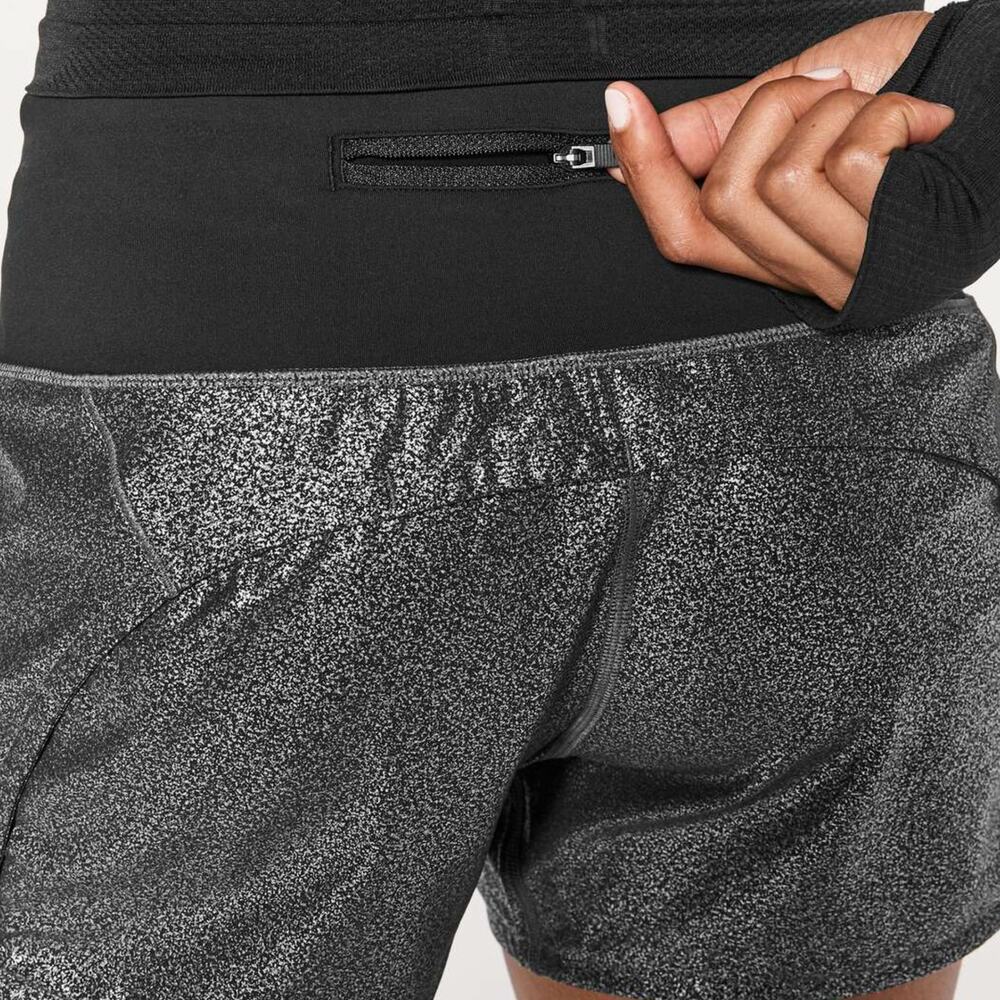 LULULEMON Run Times Short II 4" Luminosity Foil Print Black Silver {Q51} - Picture 4 of 9